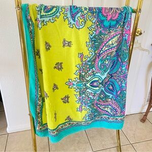 Vintage Cynthia Rowley Teal and Pink Paisley Towel